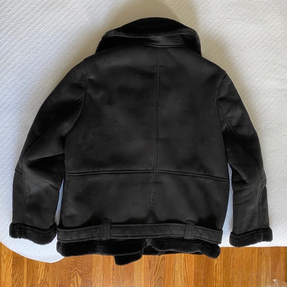 Topshop Suede Shearling Biker Jacket - Picture 3 of 4